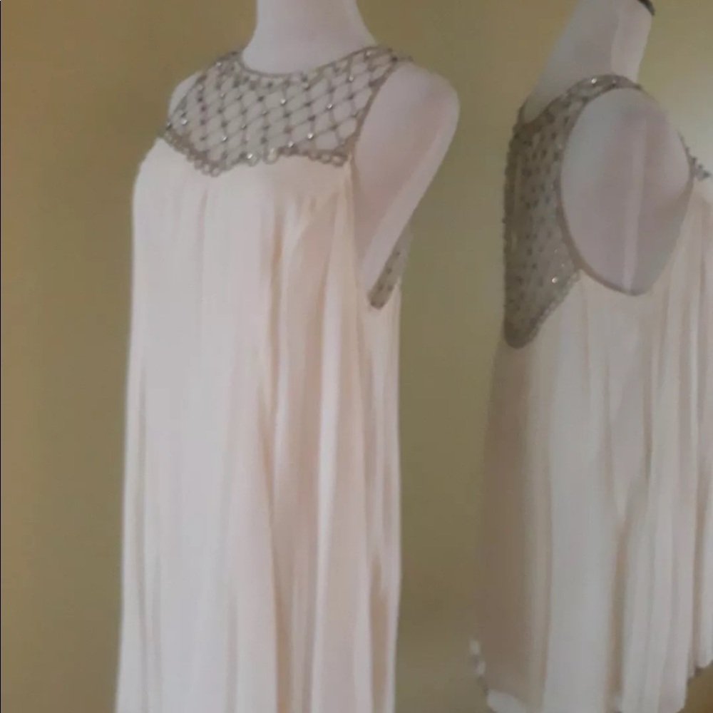 Kimchi Blue Rhinestone Skater Ivory Dress-Size XS